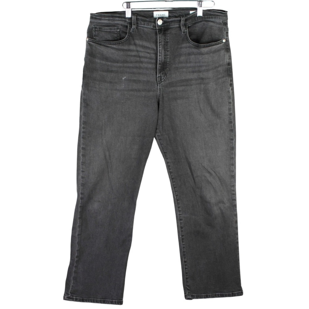 FRAME Le Jane Ankle Jeans Women size 31 (34x29) Black Denim Mid Wash High Rise
